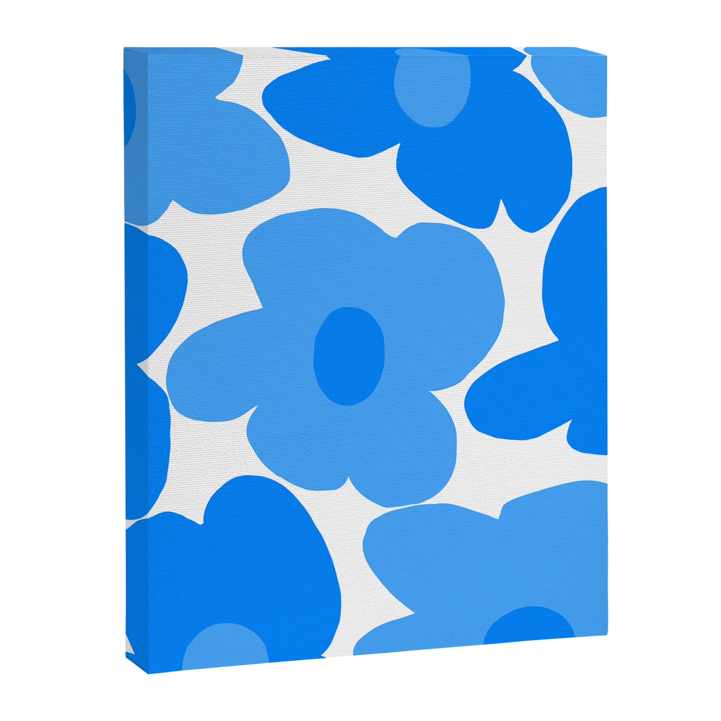 Sky Blue Retro Flowers White Background #decor #society6 #buyart Canvas Print Gallery Image 8