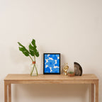 Sky Blue Retro Flowers White Background #decor #society6 #buyart Framed Canvas Print Gallery Image 4