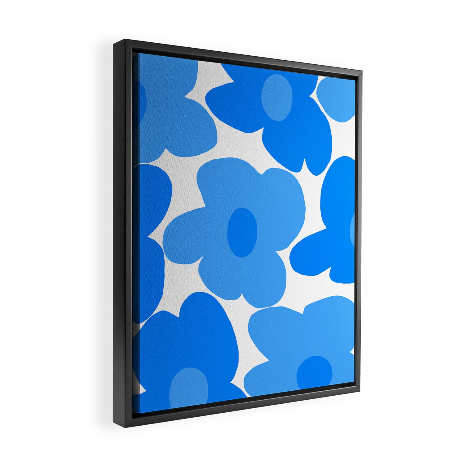 Sky Blue Retro Flowers White Background #decor #society6 #buyart Framed Canvas Print Gallery Image 2
