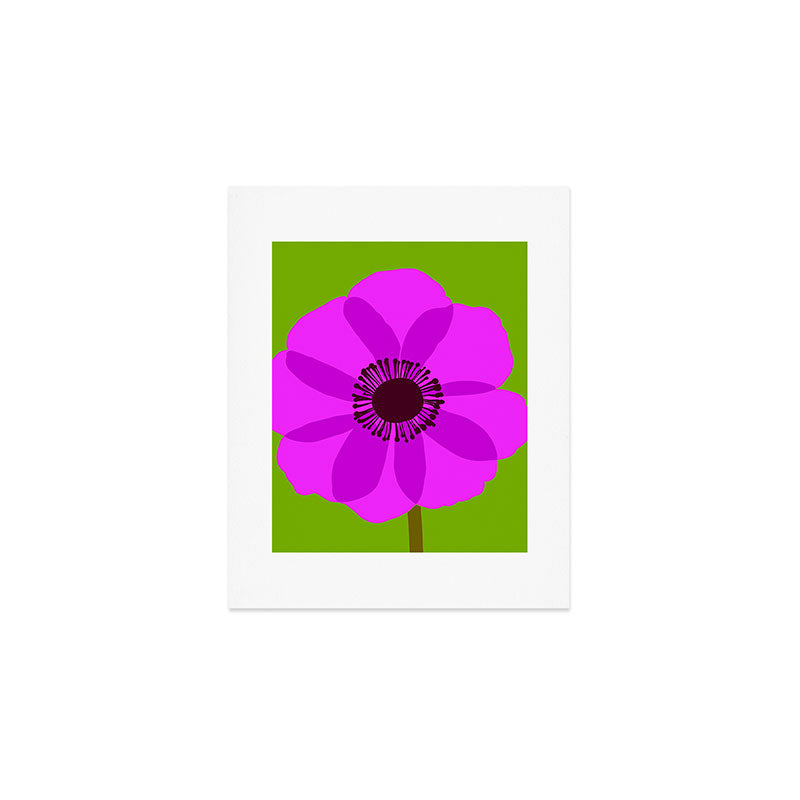 Spring Anemone pink green Art Print Gallery Image 1