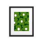 Spring Green Retro Flowers Dark Green Background #decor #society6 #buyart Framed Art Print Gallery Image 6