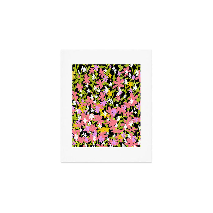 Summer flower meadow on black Art Print Gallery Image 1