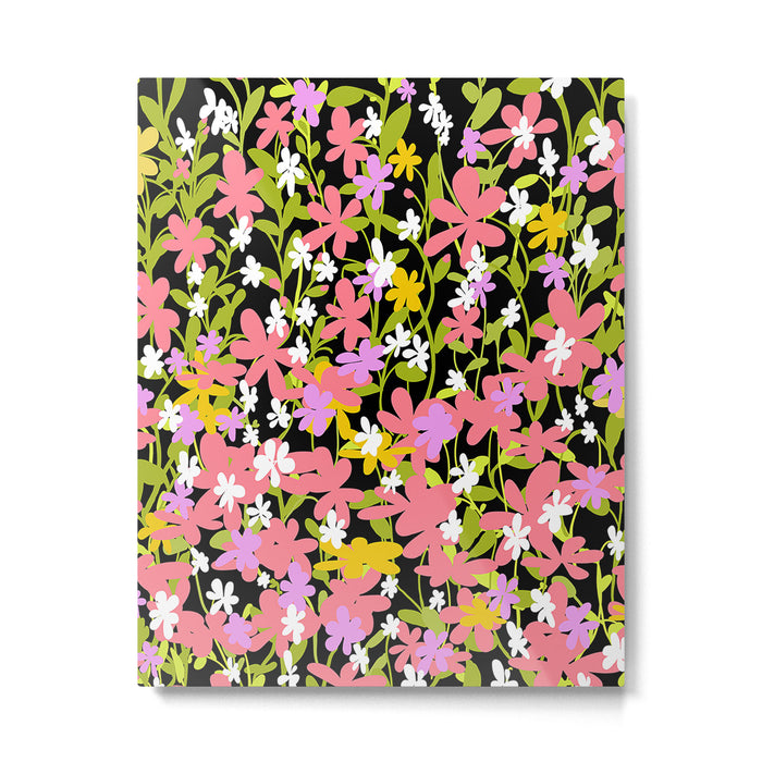 Summer flower meadow on black Metal Print Gallery Image 1