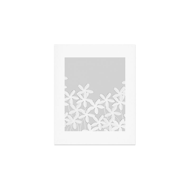 White flowers grey background  Art Print Gallery Image 1