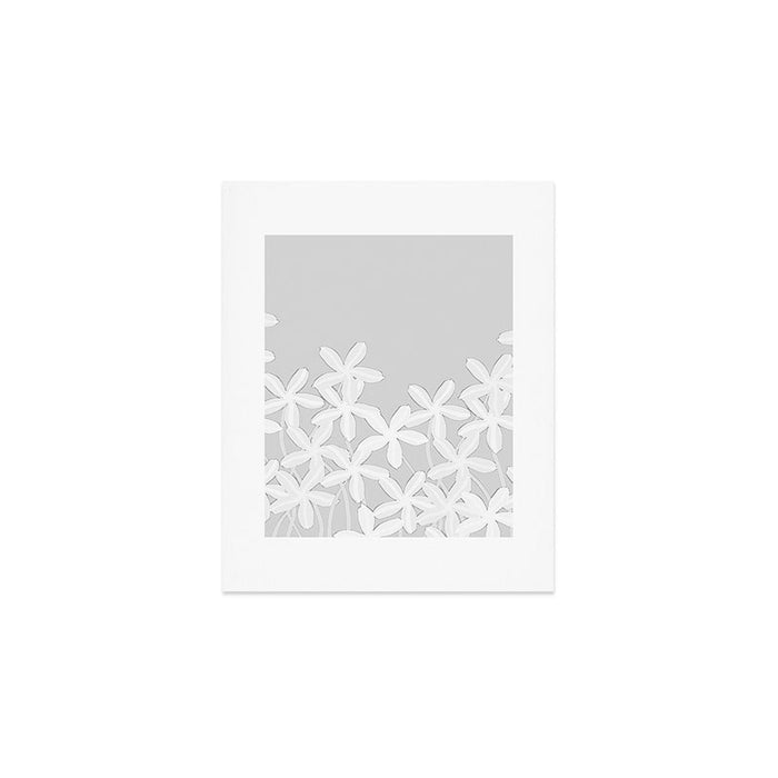 White flowers grey background  Art Print Gallery Image 1