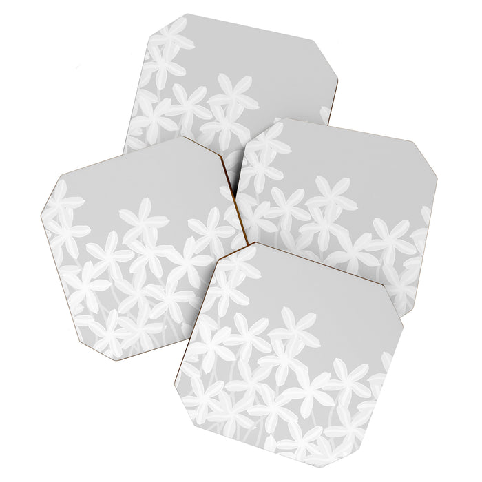 White flowers grey background  Coaster Gallery Image 1
