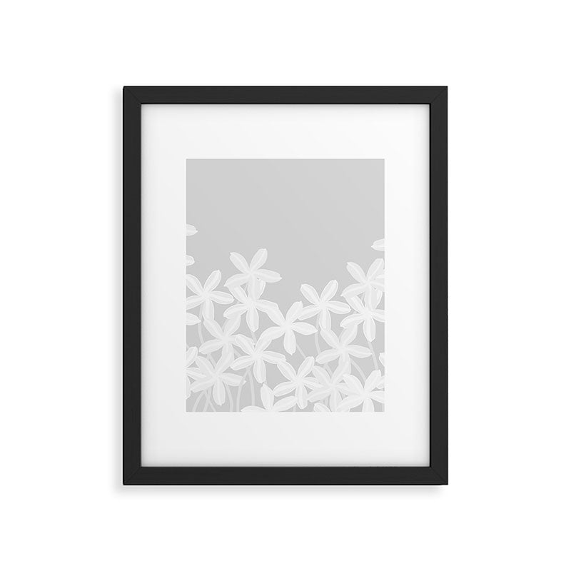 White flowers grey background  Framed Art Print Gallery Image 6