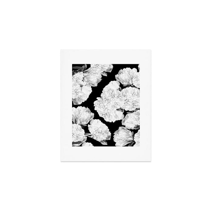 White Peony Flowers Black Background #decor #society6 #buyart Art Print Gallery Image 1