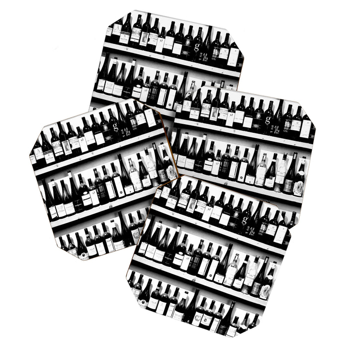 Wine Bottles in Black And White #decor #society6 #buyart Coaster Gallery Image 1