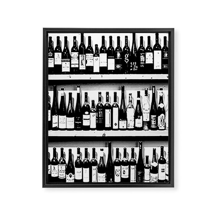 Wine Bottles in Black And White #decor #society6 #buyart Framed Canvas Print Gallery Image 1