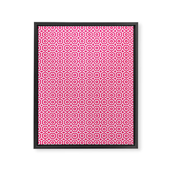 Red and white ornament art deco geometry Framed Canvas Print Gallery Image 1