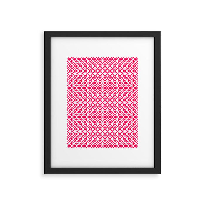 Red and white ornament art deco geometry Framed Art Print Gallery Image 1