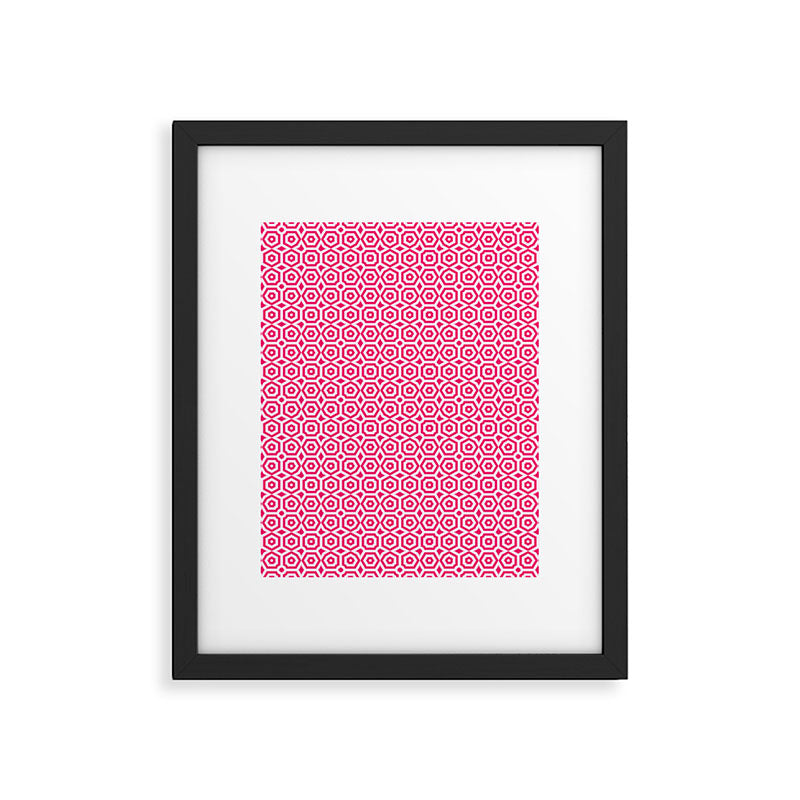 Red and white ornament art deco geometry Framed Art Print Gallery Image 6