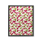 Ripe red and pink cherry berries retro rustic pattern Framed Canvas Print Gallery Image 8