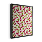 Ripe red and pink cherry berries retro rustic pattern Framed Canvas Print Gallery Image 2