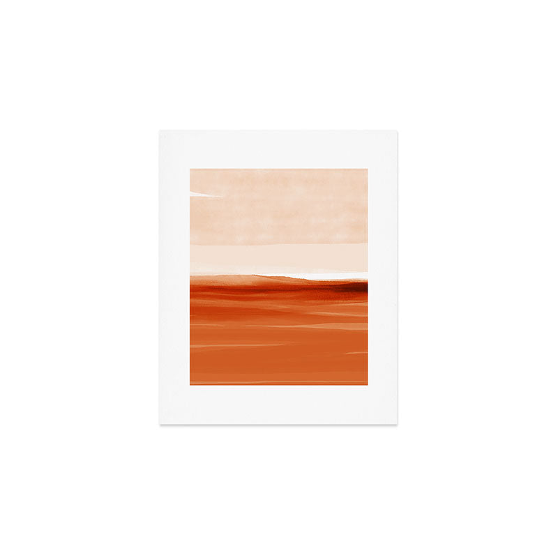 Watercolor Abstract 08 Burnt Orange Landscape Art Print