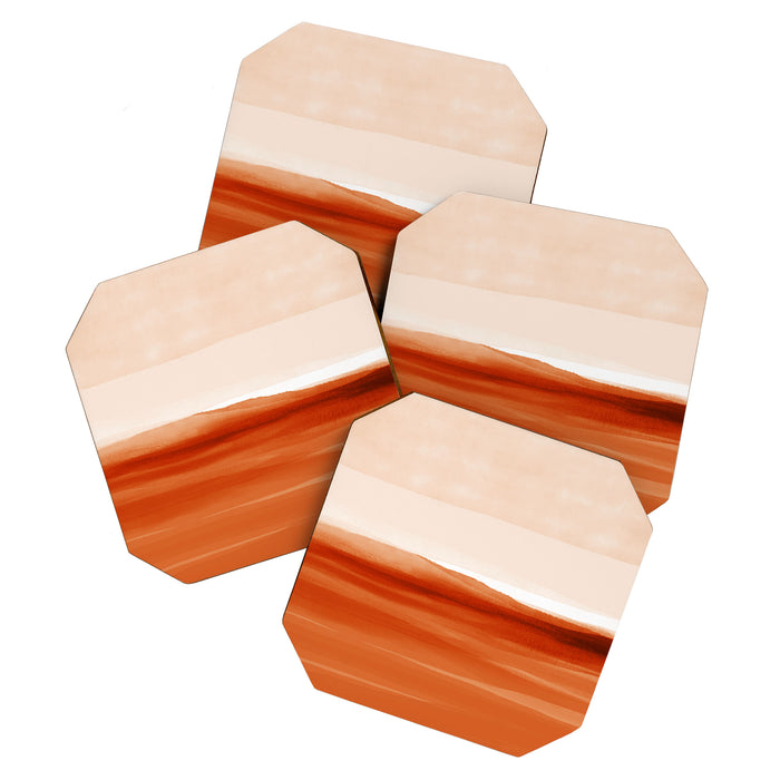 Watercolor Abstract 08 Burnt Orange Landscape Coaster Gallery Image 1