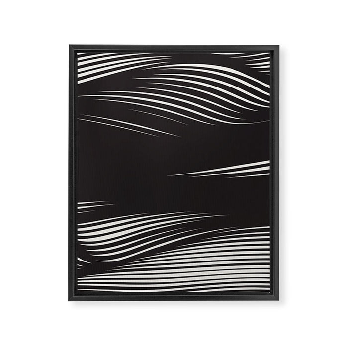 Wavy Black and Beige 13 Framed Canvas Print Gallery Image 1