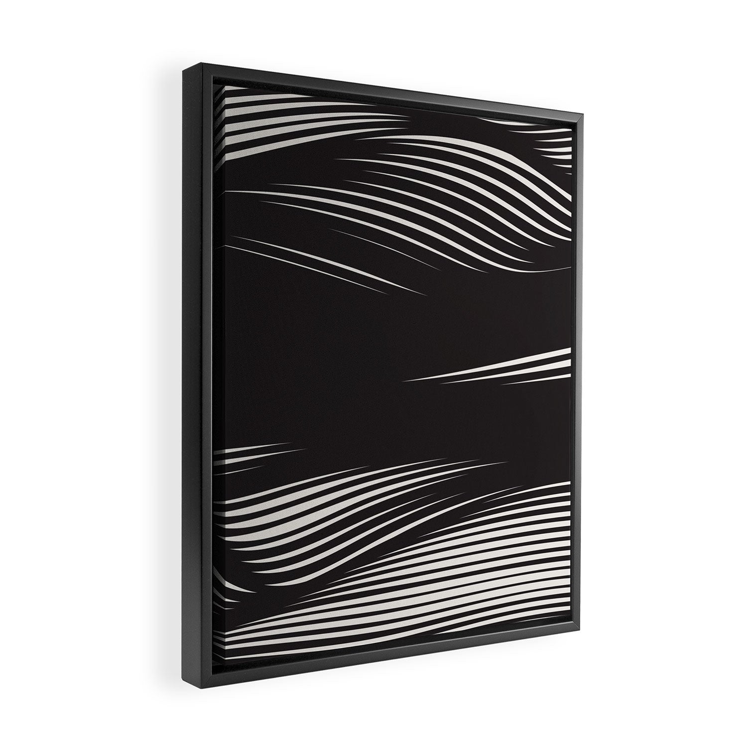 Wavy Black and Beige 13 Framed Canvas Print Gallery Image 2