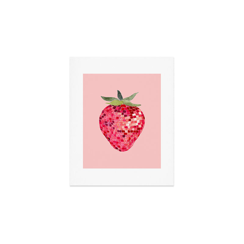 Disco Ball Strawberry Art Print Gallery Image 1