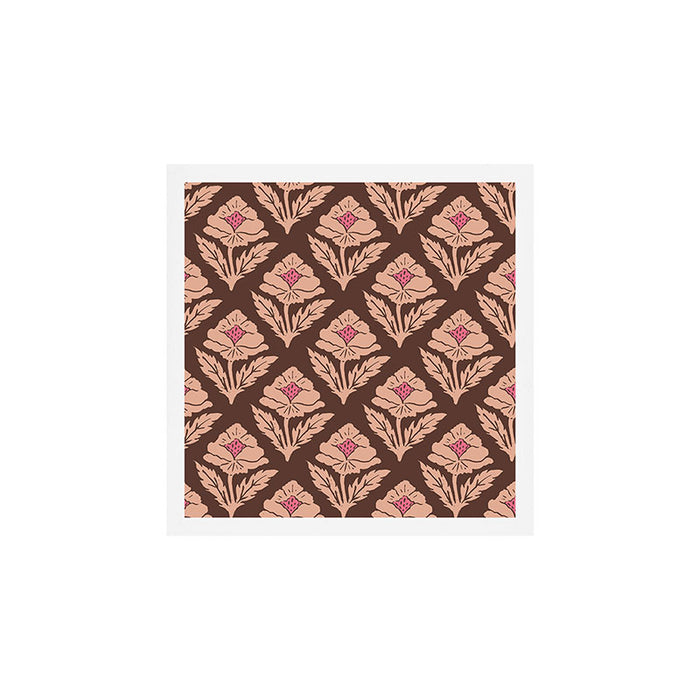 Heirloom Floral Block Print - Pink Brown Art Print Gallery Image 1