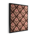 Heirloom Floral Block Print - Pink Brown Framed Canvas Print Gallery Image 2