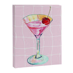 Pink Aesthetic Martini Glass with Cherry Canvas Print Gallery Image 6