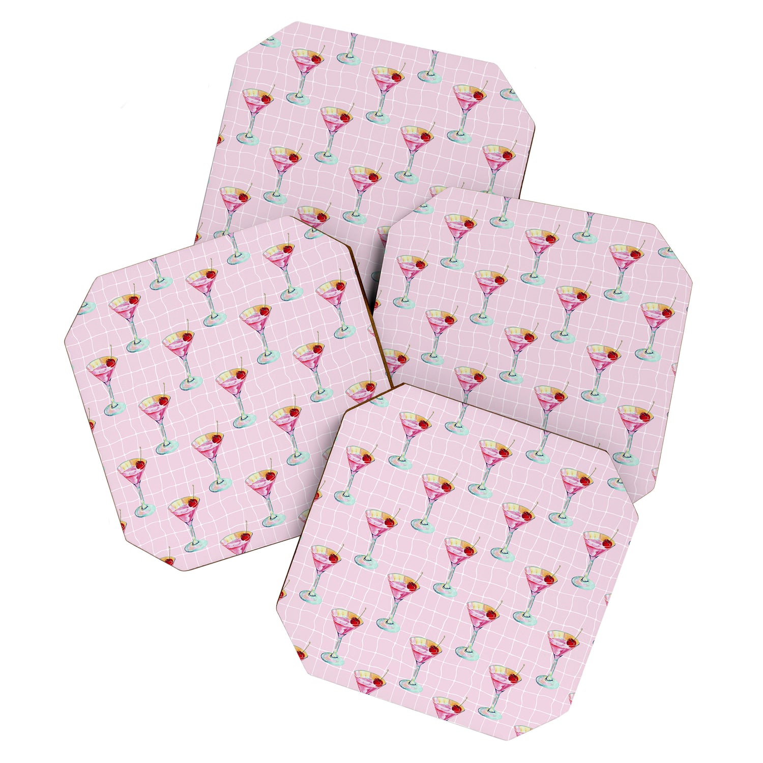 Pink Aesthetic Martini Glass with Cherry Coaster Gallery Image 1