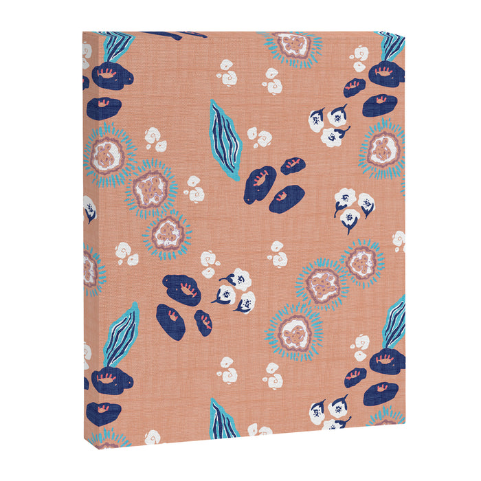 Romantic Abstract Flowers Blue and Muted Pink Canvas Print Gallery Image 1