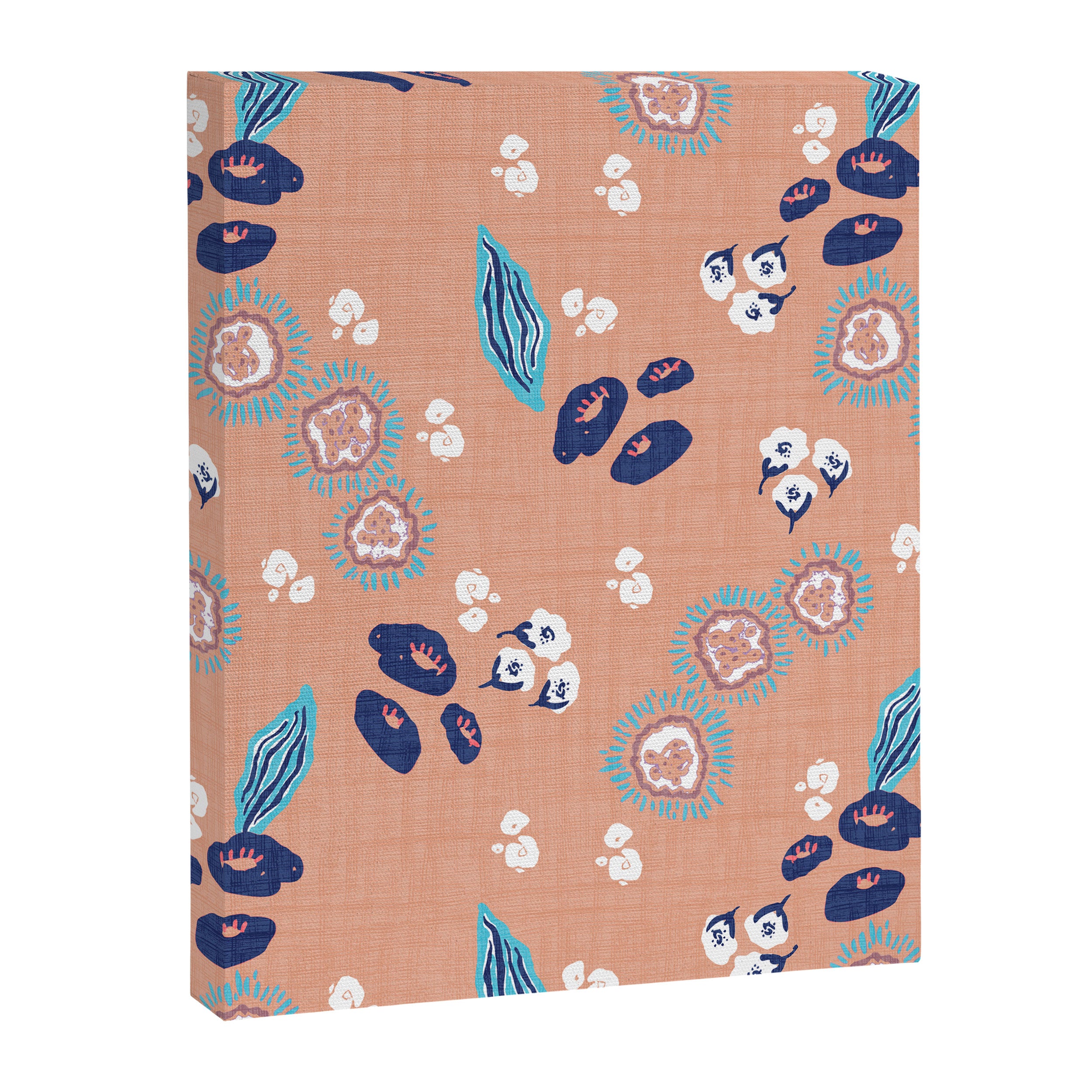 Romantic Abstract Flowers Blue and Muted Pink Canvas Print Gallery Image 8
