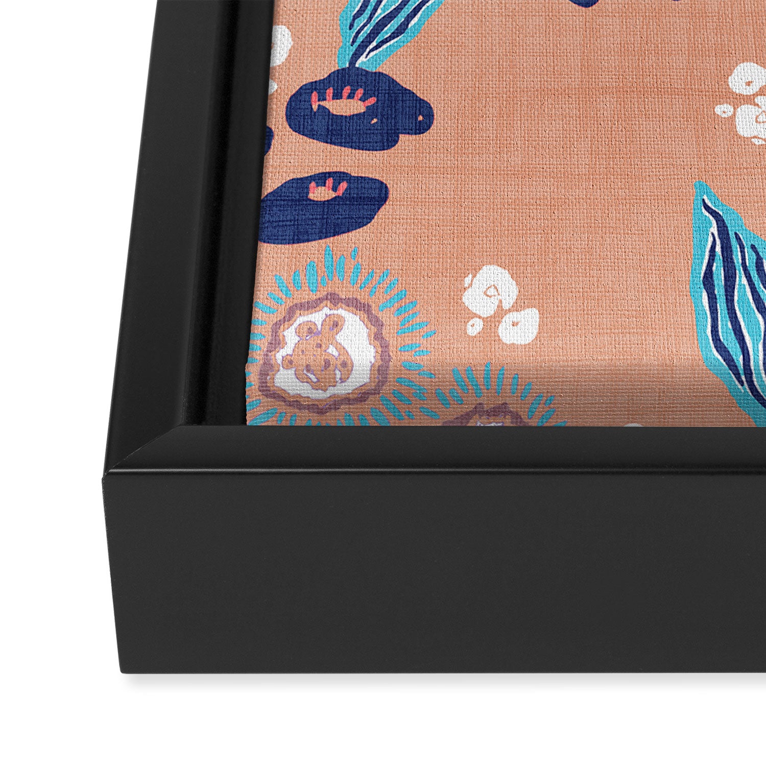 Romantic Abstract Flowers Blue and Muted Pink Framed Canvas Print Gallery Image 3