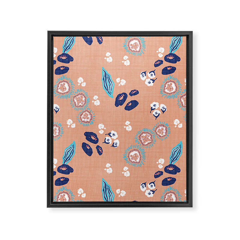 Romantic Abstract Flowers Blue and Muted Pink Framed Canvas Print Gallery Image 8