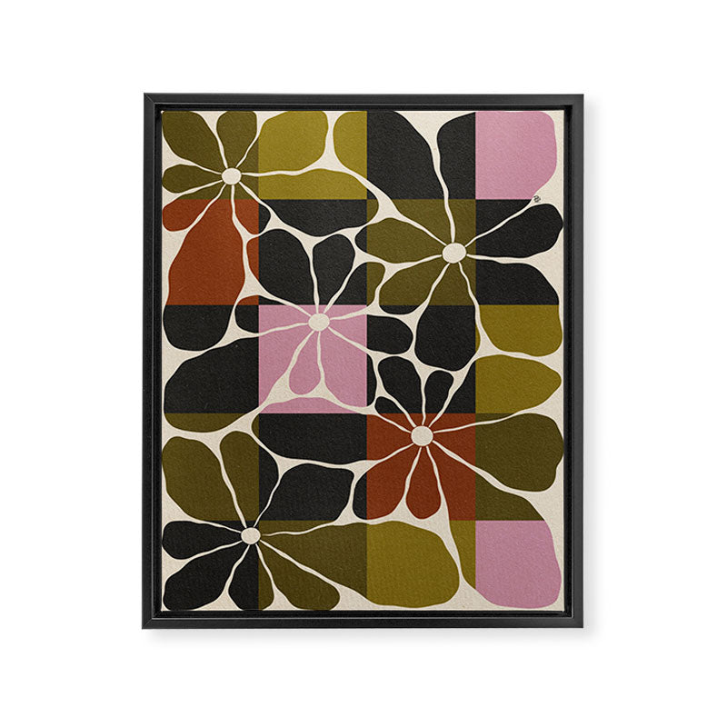Block Flowers Framed Canvas Print Gallery Image 1