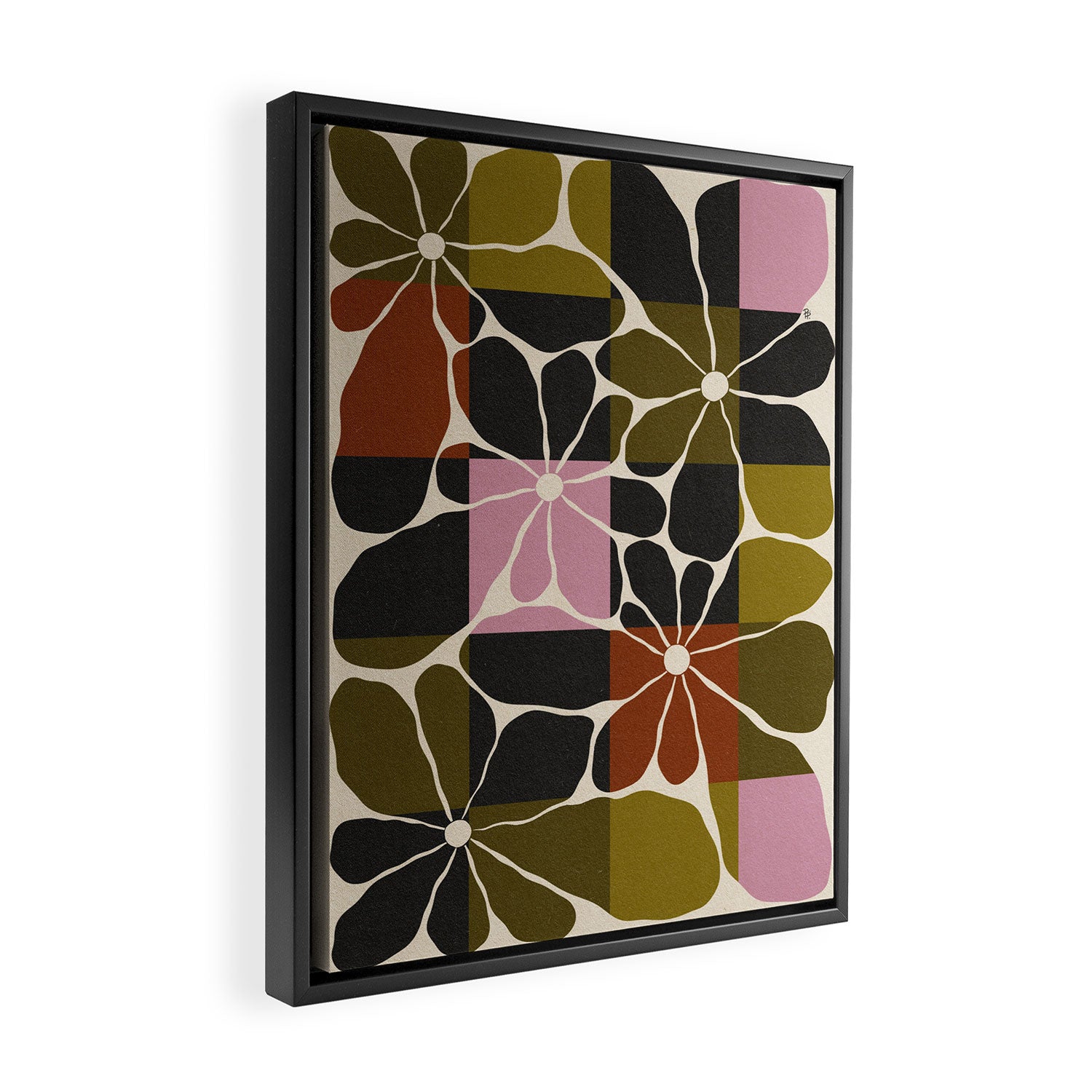 Block Flowers Framed Canvas Print Gallery Image 2