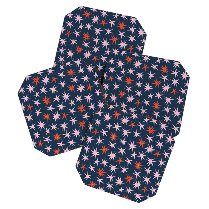 Pink Stars Pattern Coaster Gallery Image 1