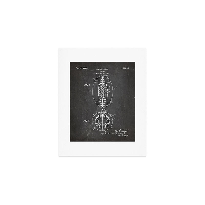 American Football Patent - Football Art - Black Chalkboard Art Print Gallery Image 1