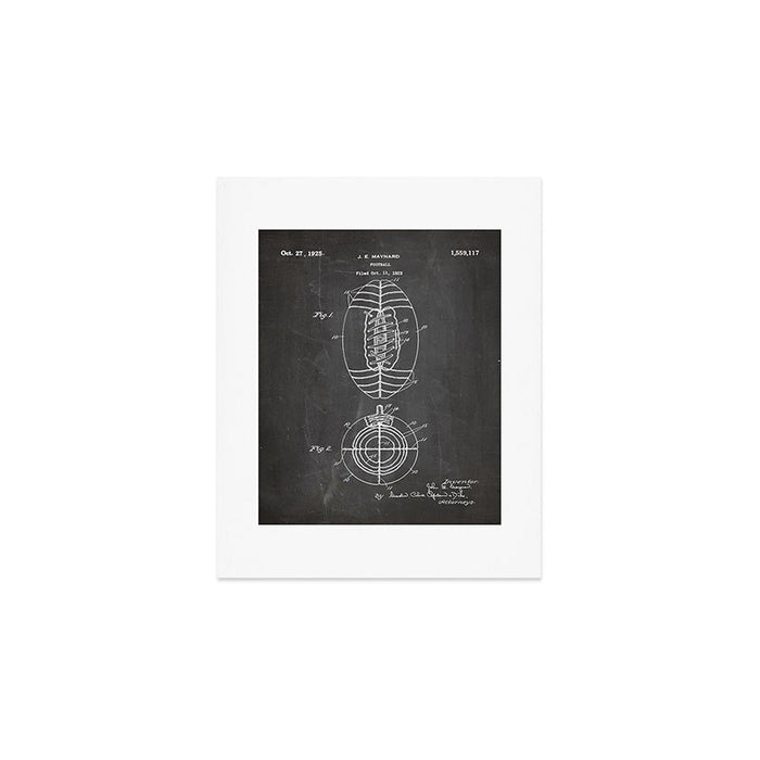 American Football Patent - Football Art - Black Chalkboard Art Print Gallery Image 1