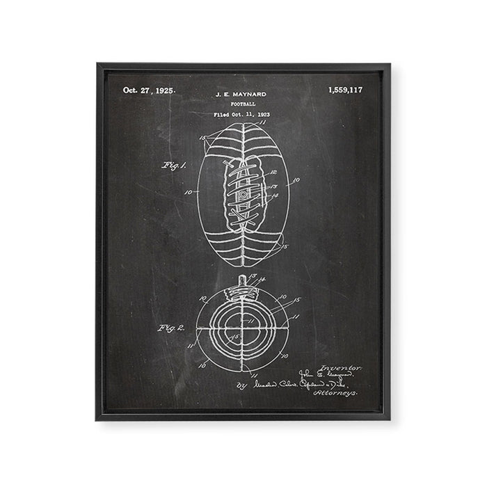 American Football Patent - Football Art - Black Chalkboard Framed Canvas Print Gallery Image 1