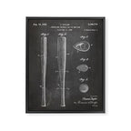 Baseball Bat Patent - Baseball Art - Black Chalkboard Framed Canvas Print Gallery Image 8