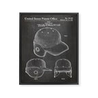 Baseball Helmet Patent - Baseball Player Art - Black Chalkboard Framed Canvas Print Gallery Image 8