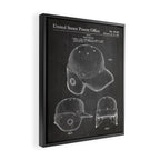Baseball Helmet Patent - Baseball Player Art - Black Chalkboard Framed Canvas Print Gallery Image 2