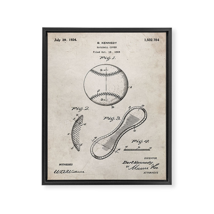 Baseball Patent - Softball Art - Antique Framed Canvas Print Gallery Image 1
