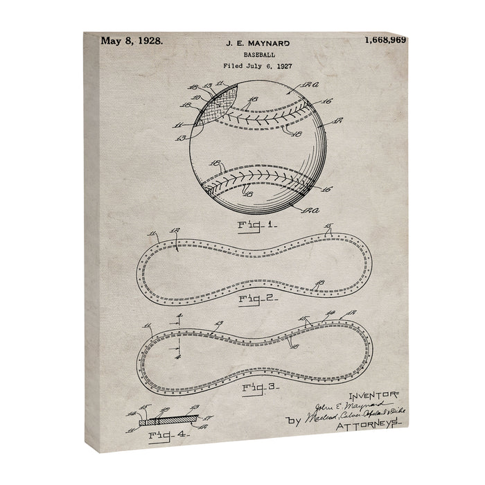 Baseball Patent - Softball Art - Antique Canvas Print Gallery Image 1