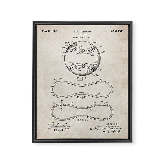 Baseball Patent - Softball Art - Antique Framed Canvas Print Gallery Image 1