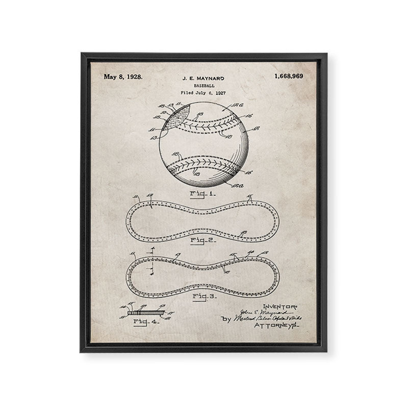 Baseball Patent - Softball Art - Antique Framed Canvas Print Gallery Image 8