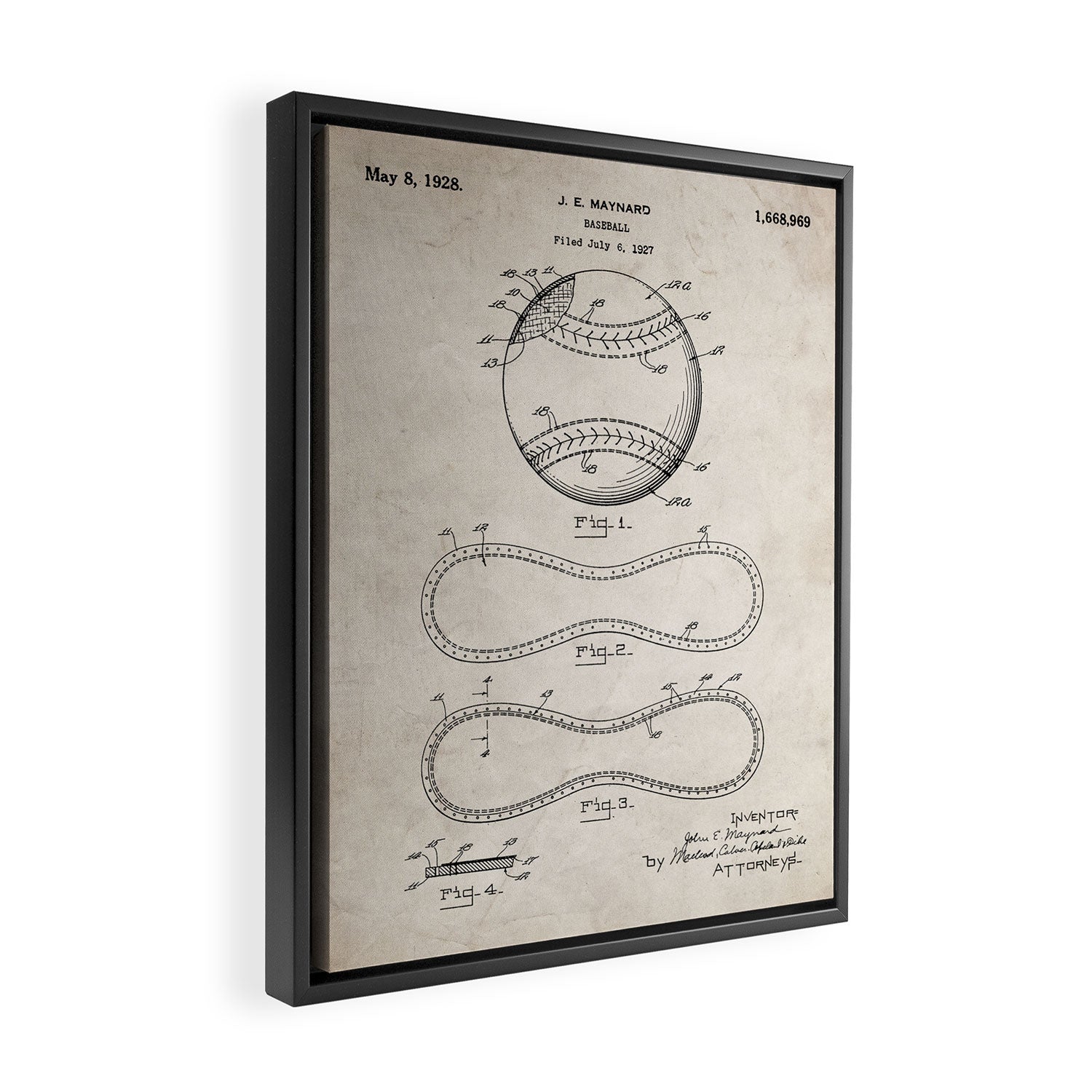 Baseball Patent - Softball Art - Antique Framed Canvas Print Gallery Image 2