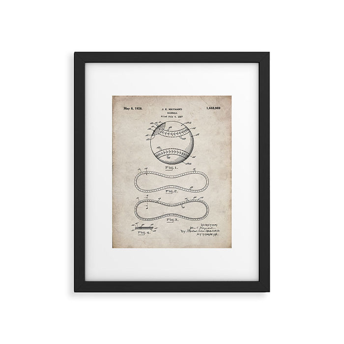 Baseball Patent - Softball Art - Antique Framed Art Print Gallery Image 1