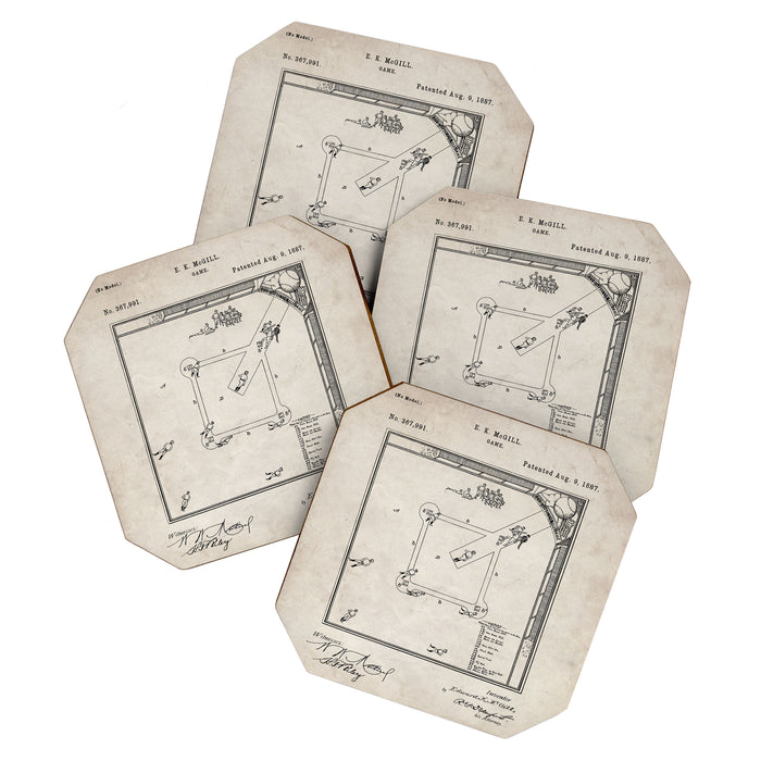 Baseball Patent - Sports Fan Softball Baseball Art - Antique Coaster Gallery Image 1