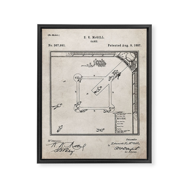 Baseball Patent - Sports Fan Softball Baseball Art - Antique Framed Canvas Print Gallery Image 8