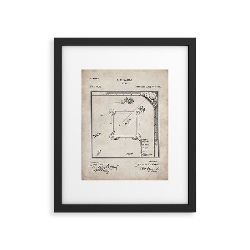 Baseball Patent - Sports Fan Softball Baseball Art - Antique Framed Art Print Gallery Image 6